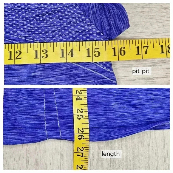 GAP Women's Heathered Blue Gapfit Motion Short Sleeve Workout Gym Yoga Top Large - Picture 5 of 7